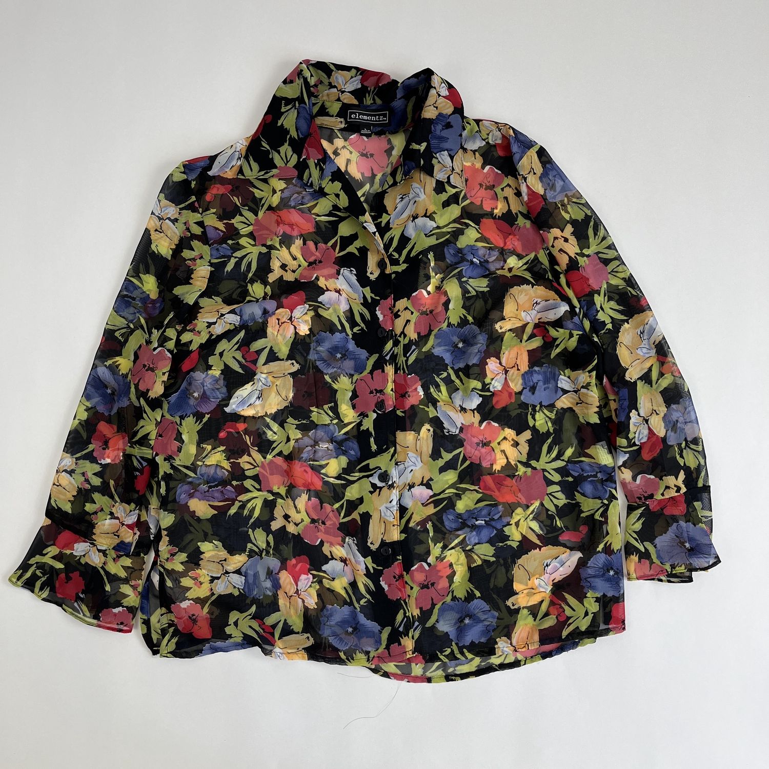 Sheer Flower Button Up
