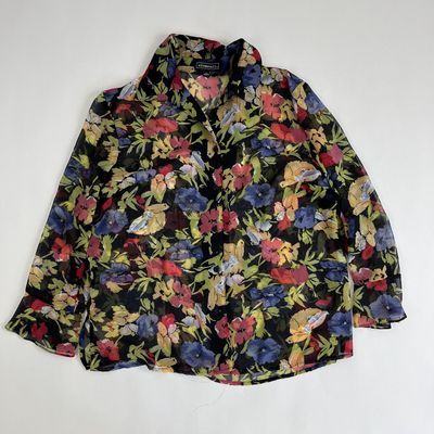 Sheer Flower Button Up