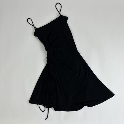 Black Side Ruched Dress