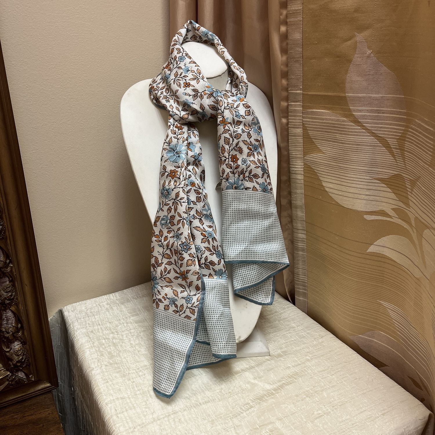 Blue and Orange Flower Scarf