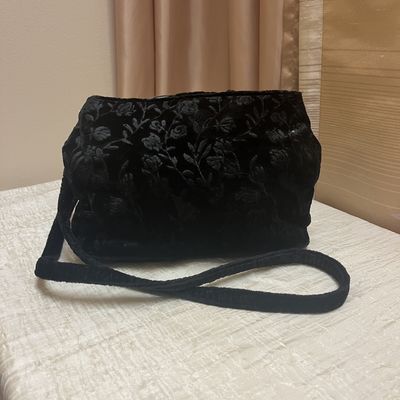 Black Velvet Floral Bag