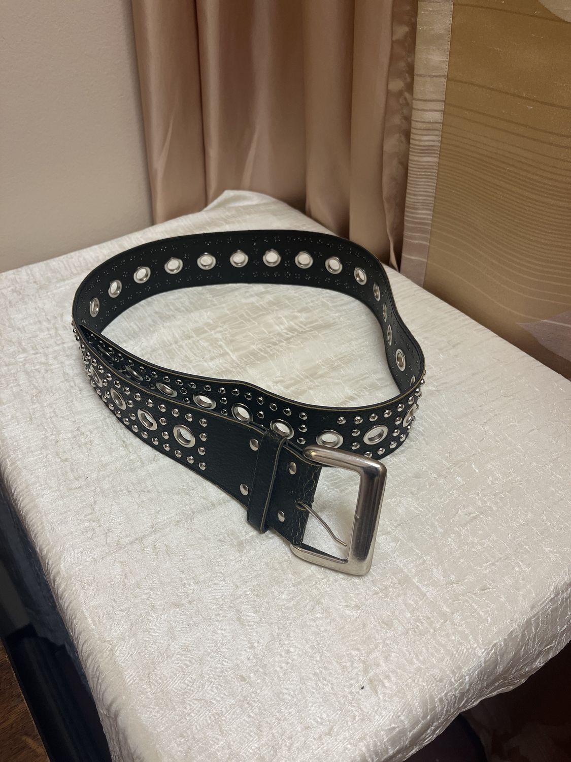Black Studded Eyelet Belt