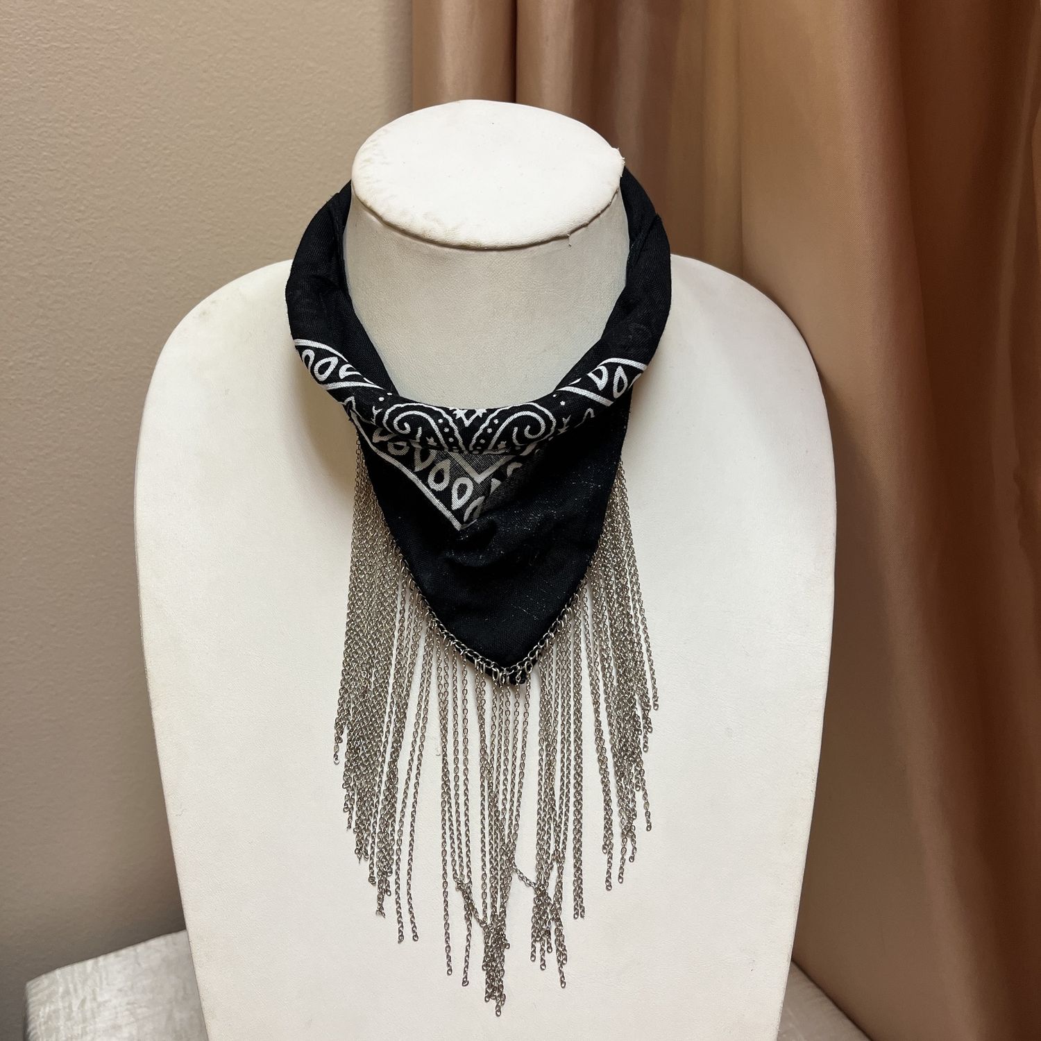 Black Fringe Bandana Neckalce