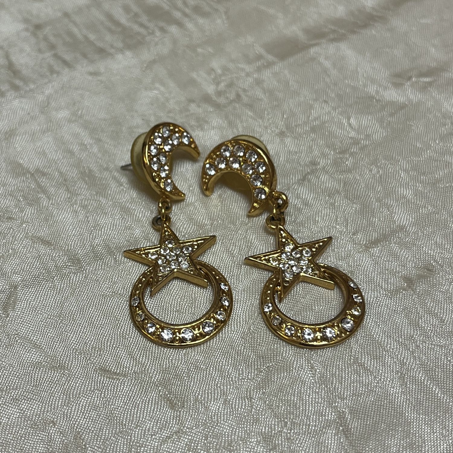 Golden Moon Star Earrings