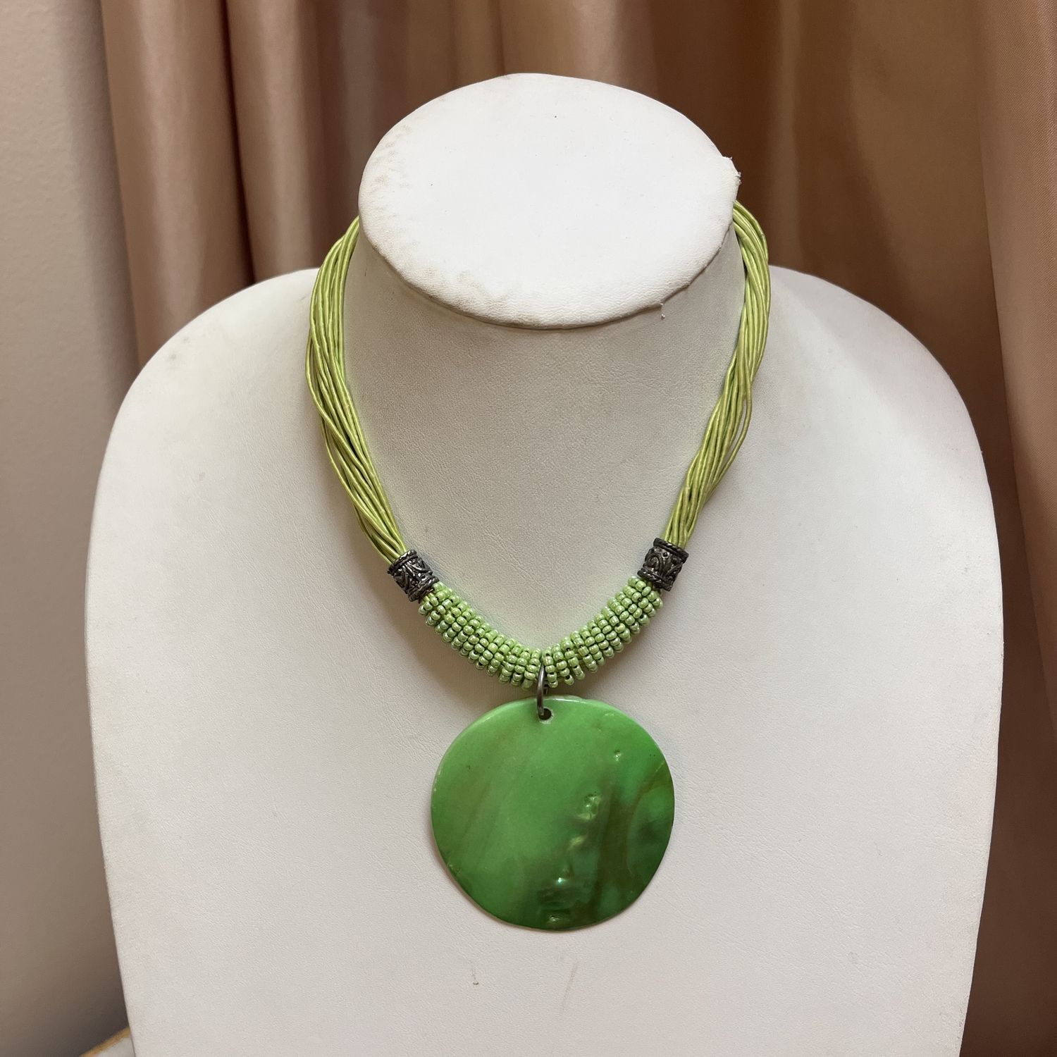 Green Shell Pendant Necklace