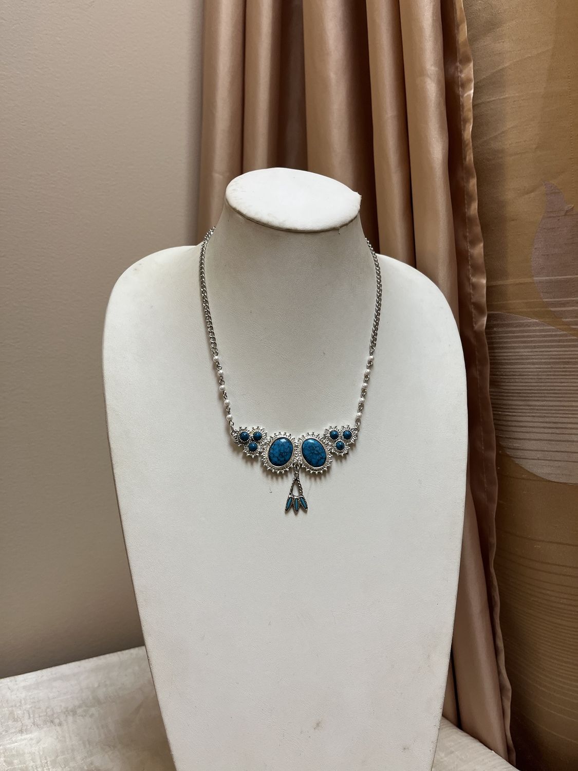 Long Turquoise Pendant Necklace