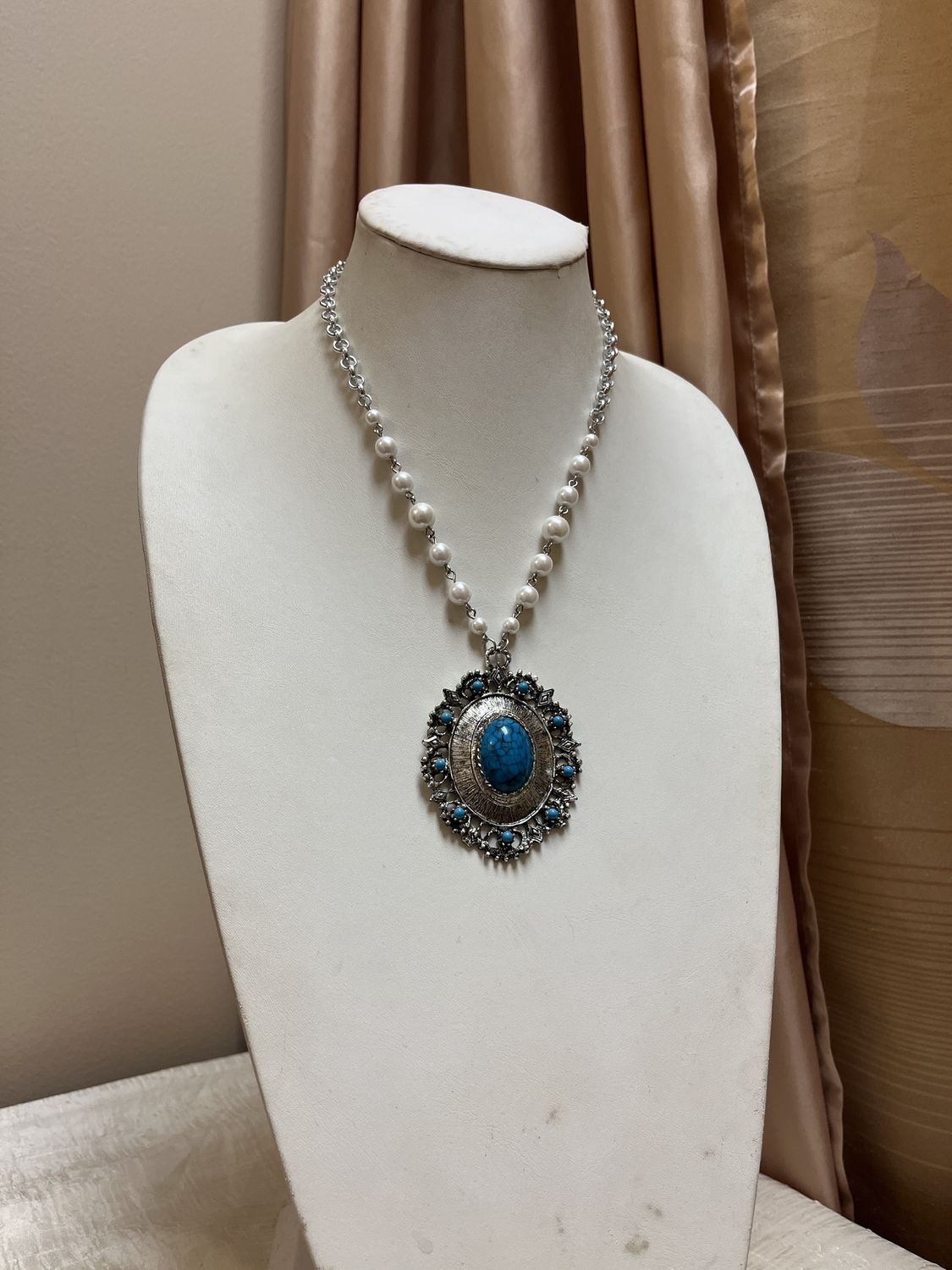 Large Turquoise Pendant Necklace