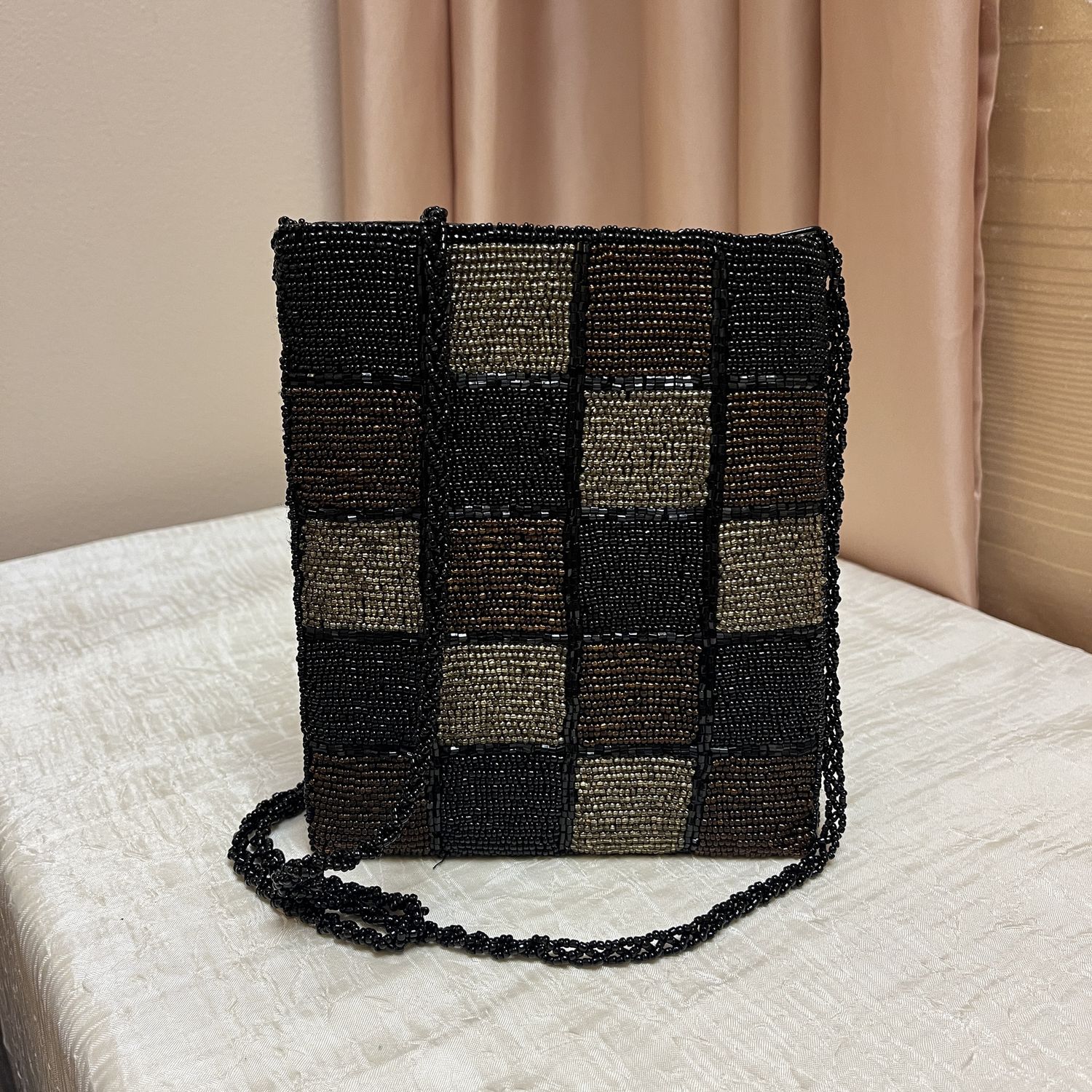 Checkered Beaded Purse