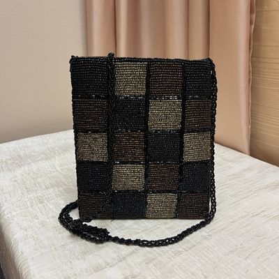 Checkered Beaded Purse