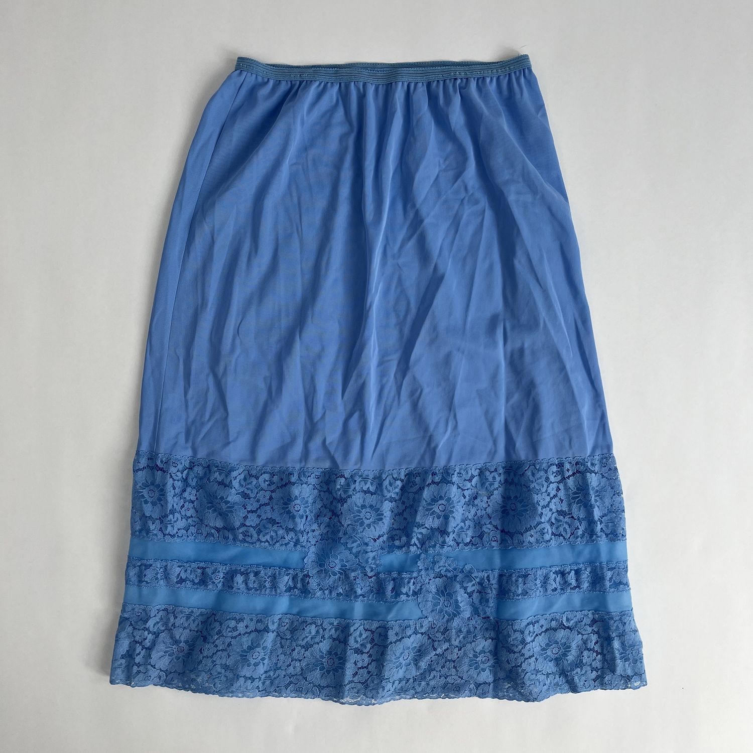 Blue Lace Panel Skirt