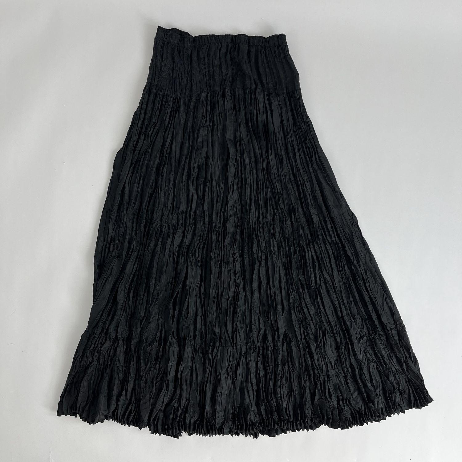 Black Pleated Silk Skirt