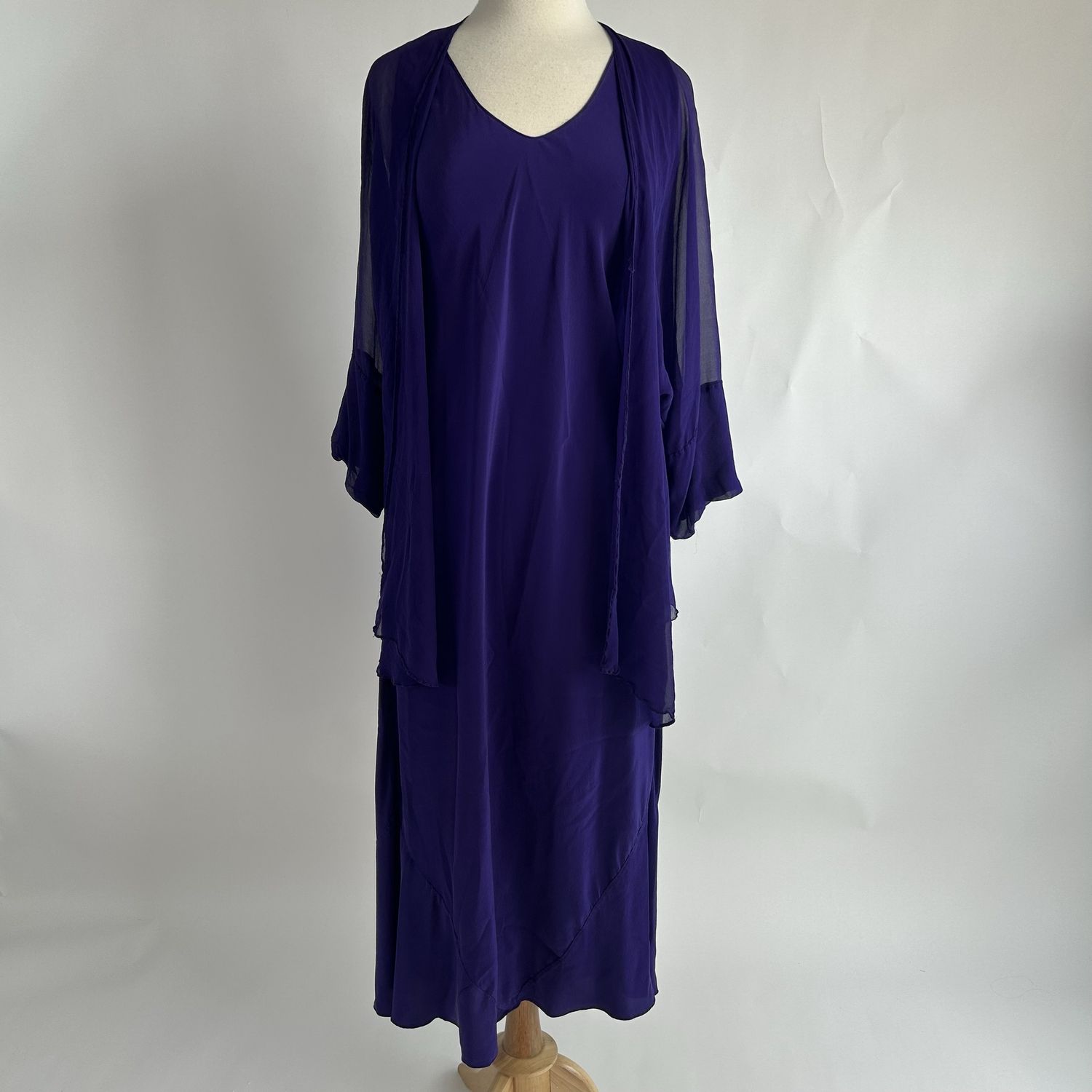Simple purple silk shrug dress