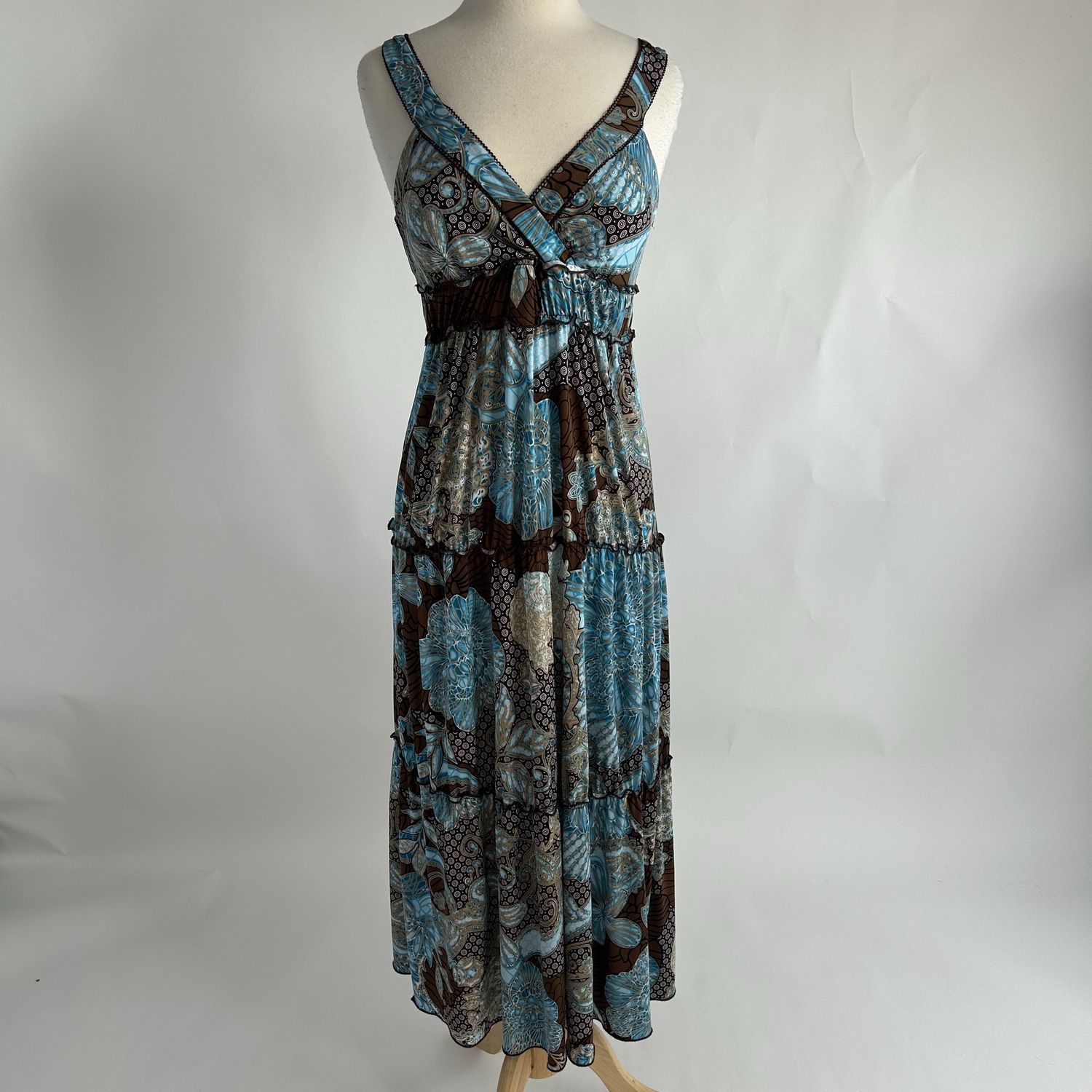 Brown and blue boho dress