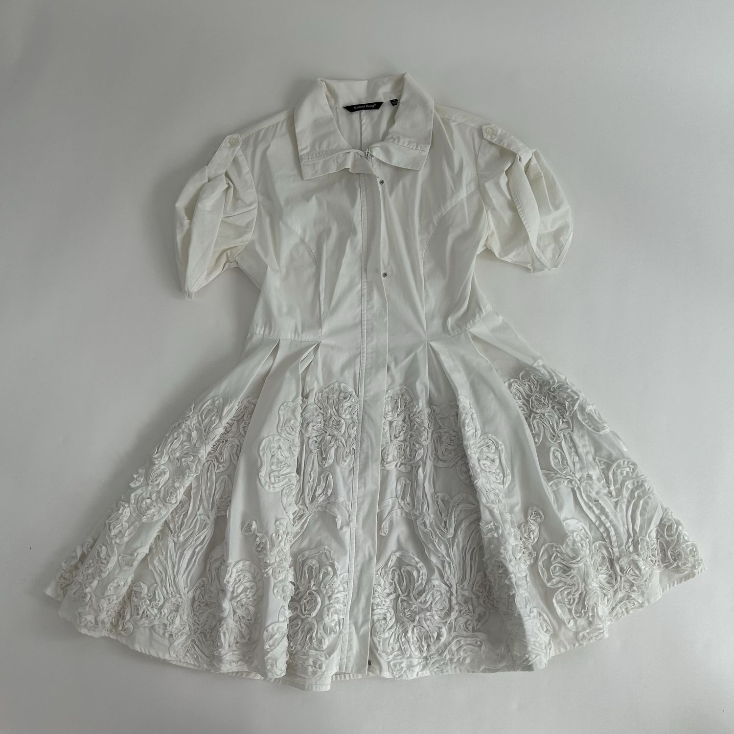 White textured flower dress