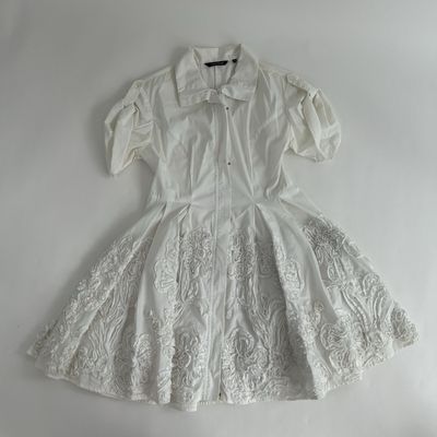 White textured flower dress