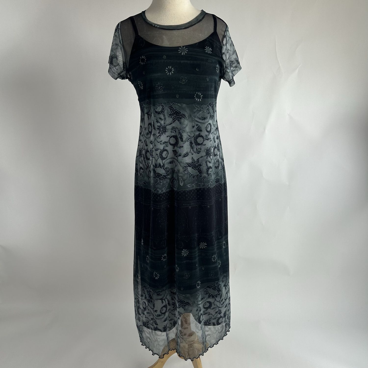 Grey scale sheer tank dress