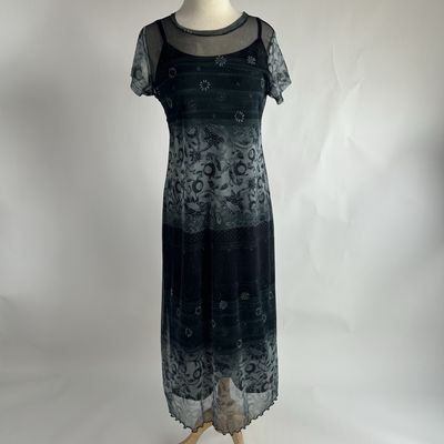 Grey scale sheer tank dress