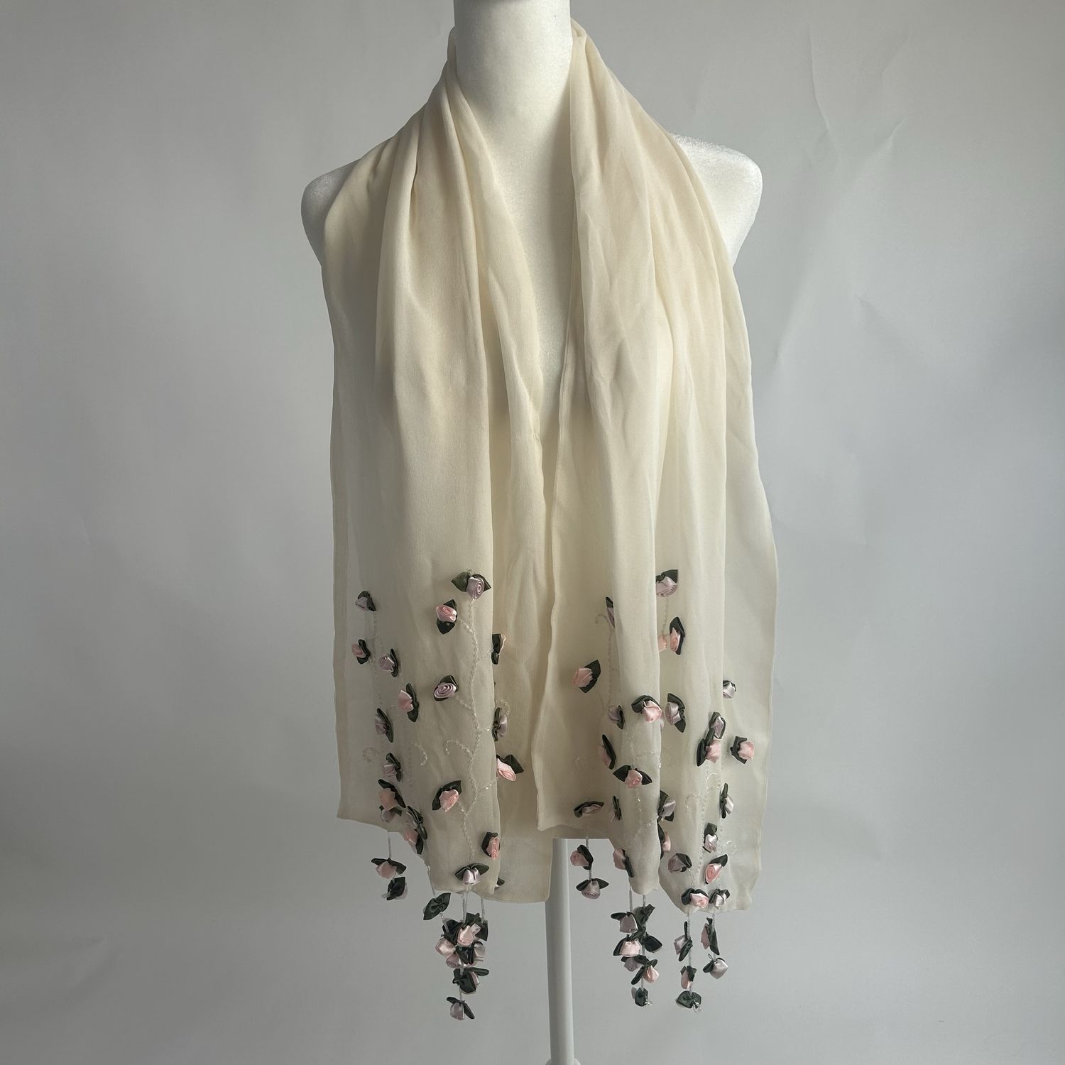 Rose beaded scarf