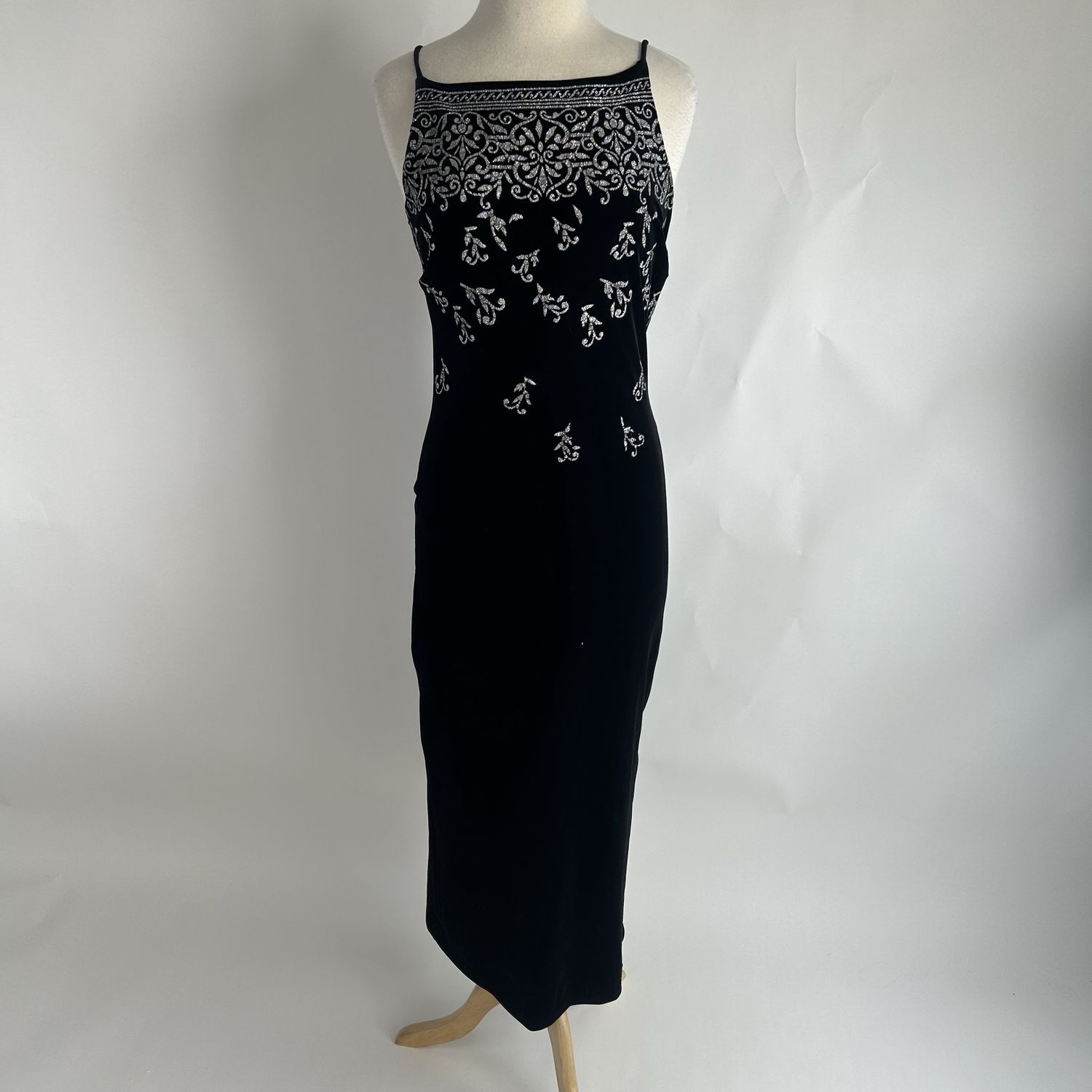 Sparkle black velvet gown