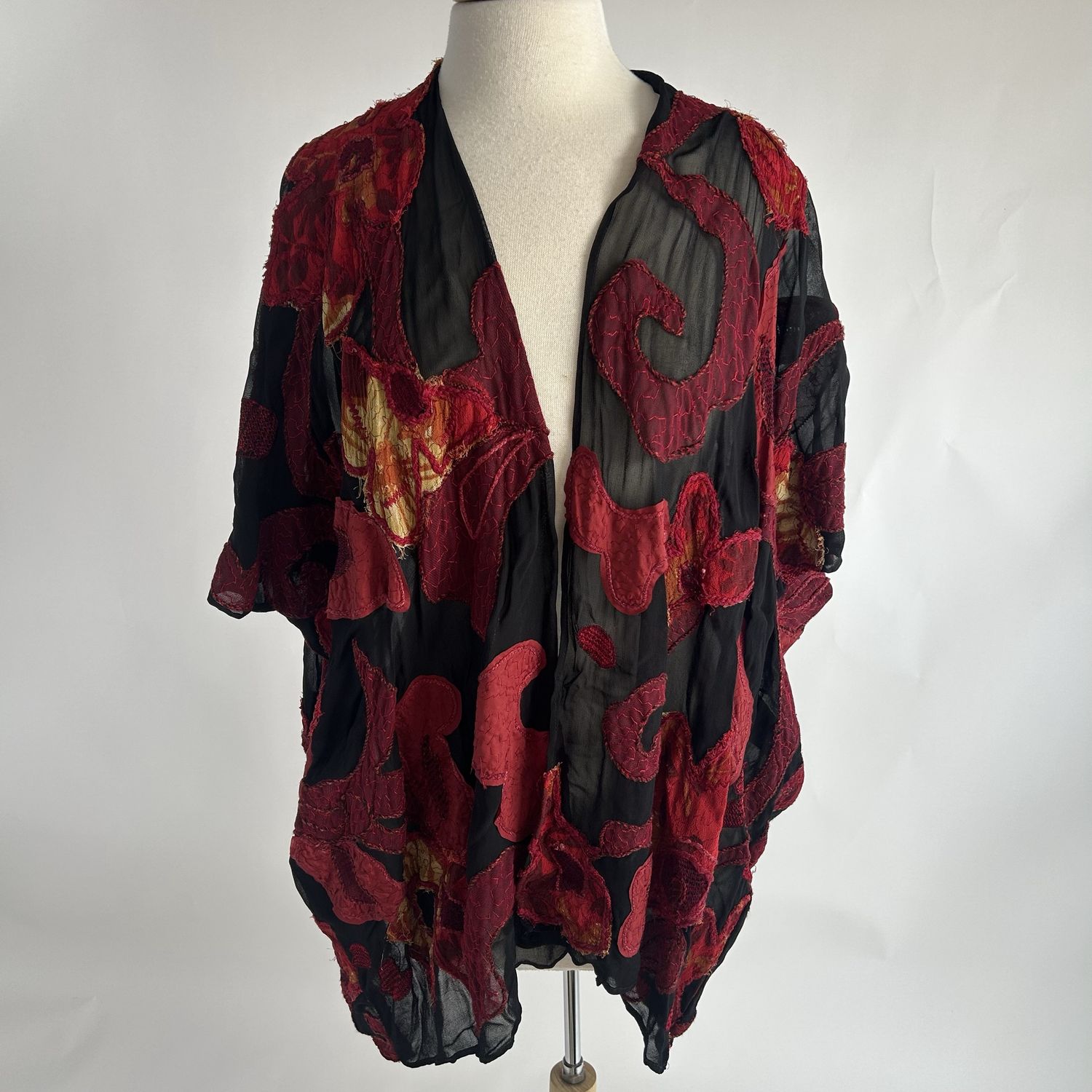 Black and red patchwork shawl