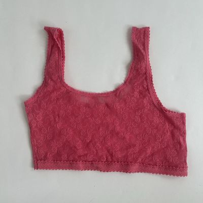 Pink lace bra