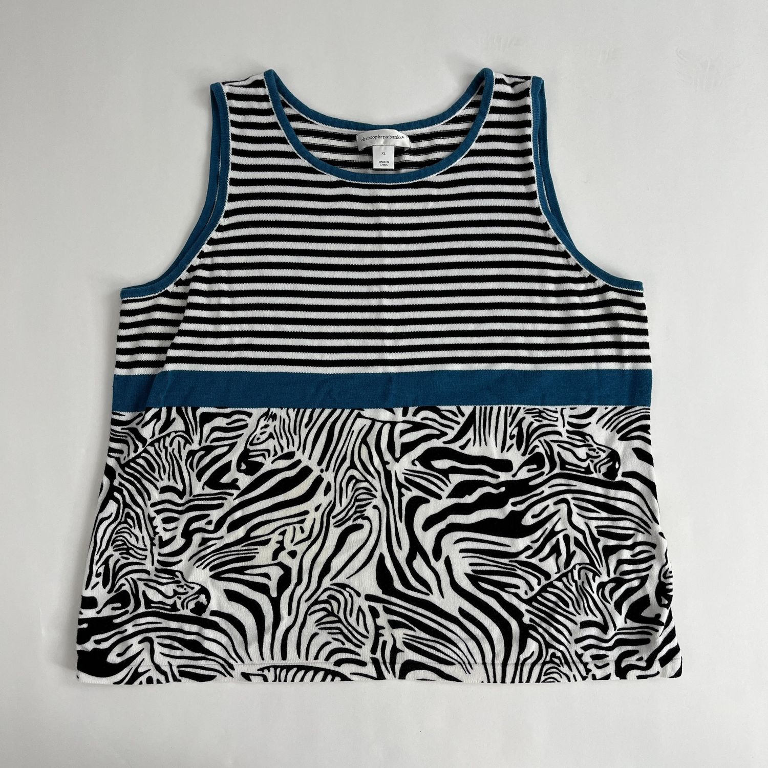 Blue &amp; B &amp; W Zebra Tank