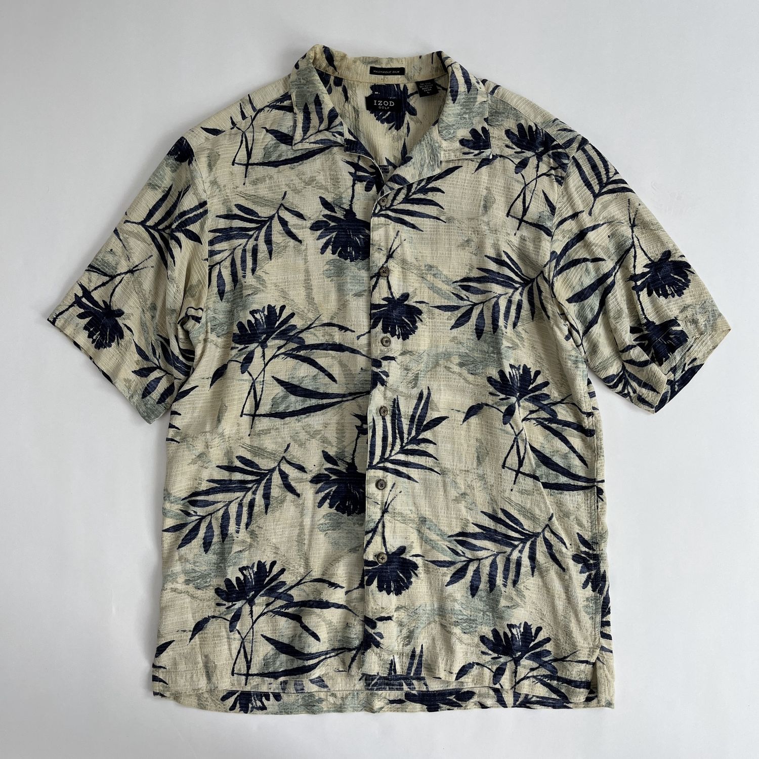 Tan &amp; Blue Hawaiian Shirt