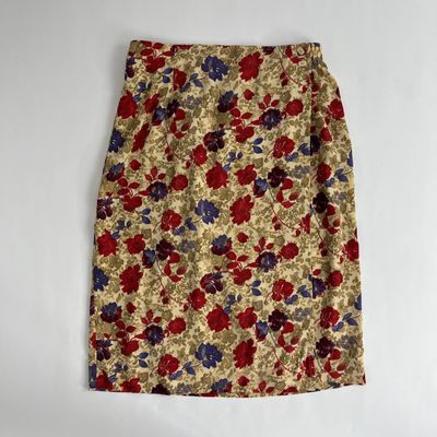 Tan Flower Wrap Skirt