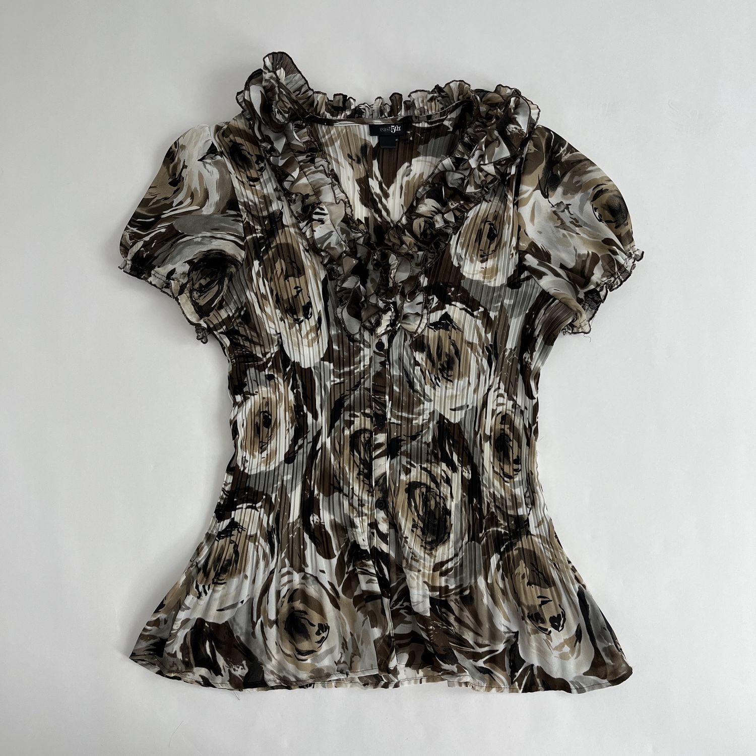 Brown Rose Accordion Blouse