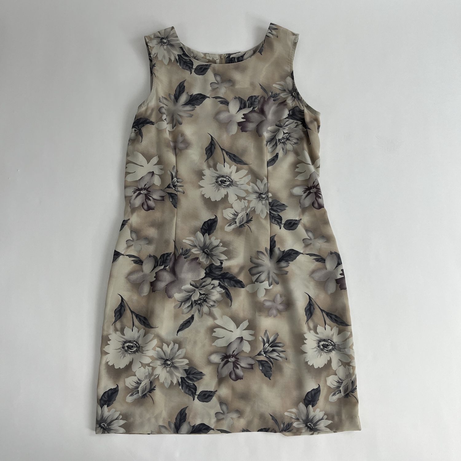 tan shadow flowers dress