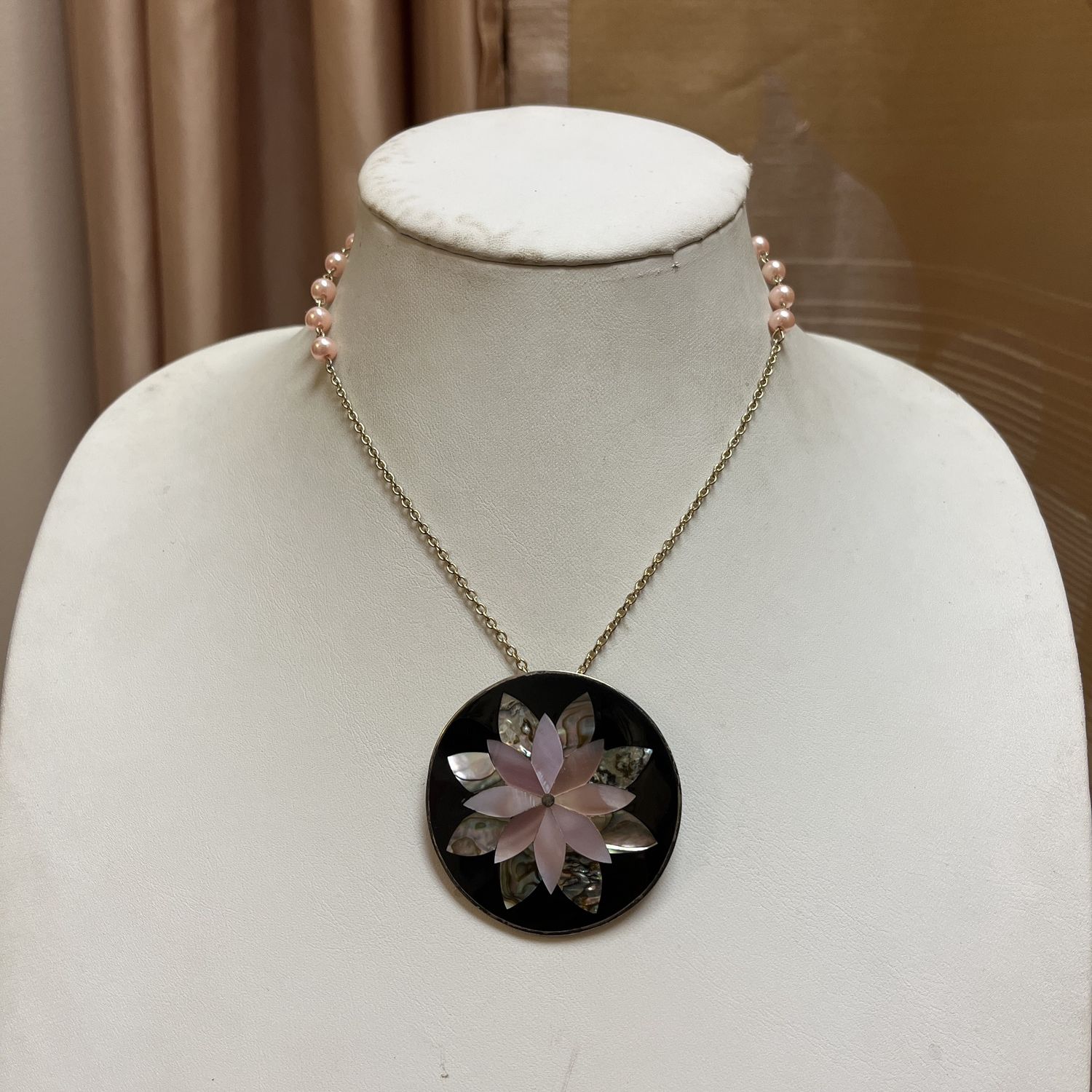 Pink Poinsettia Pendant Necklace