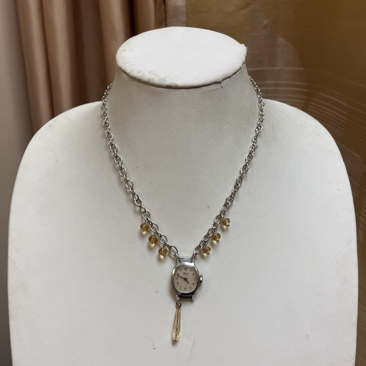 Silver Deco Watch Necklace
