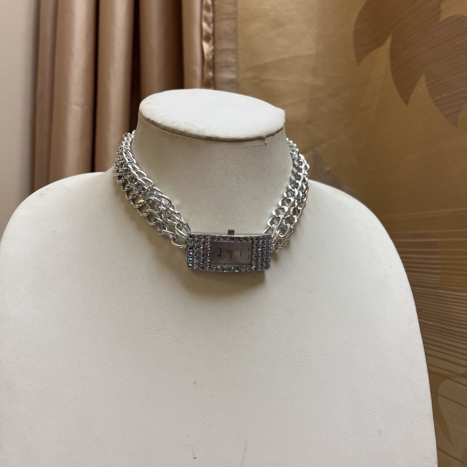 Blue Bedazzled Watch Necklace