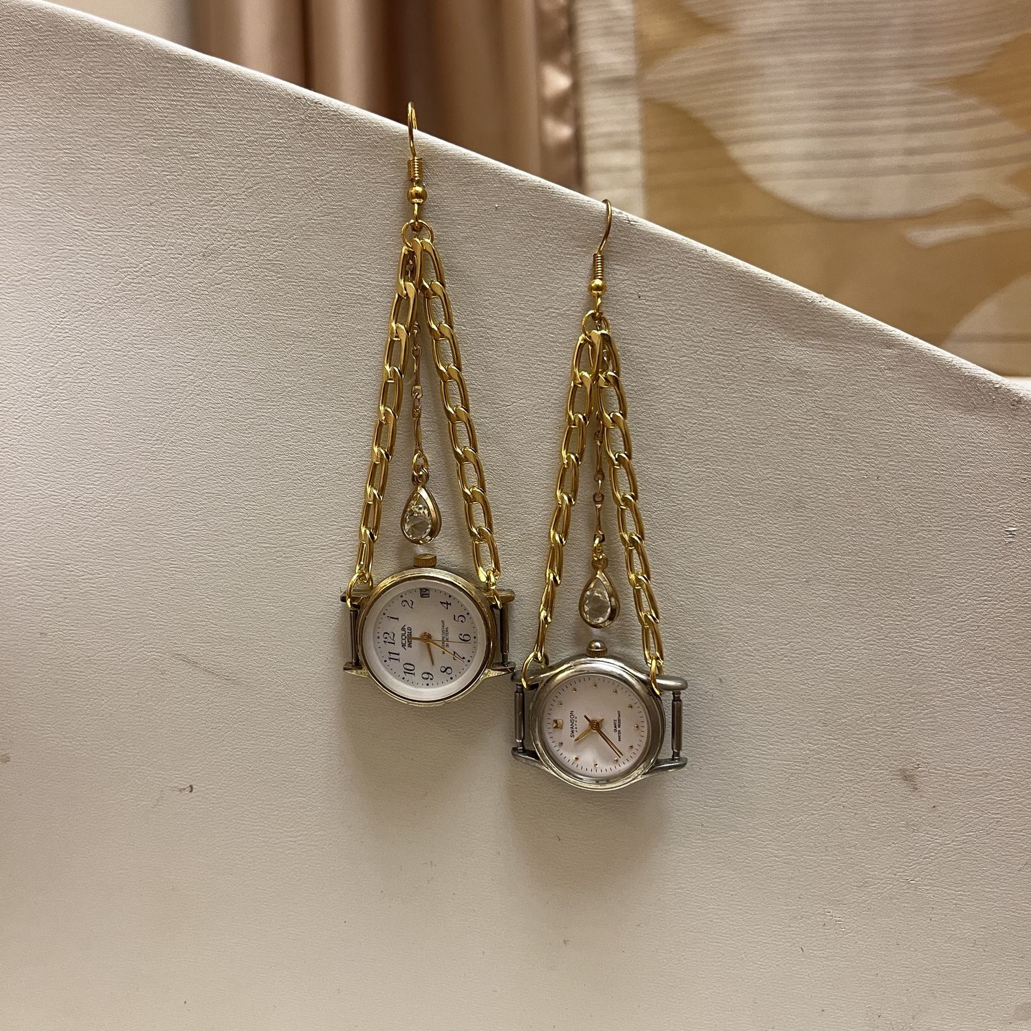 Gold Watch Earrings