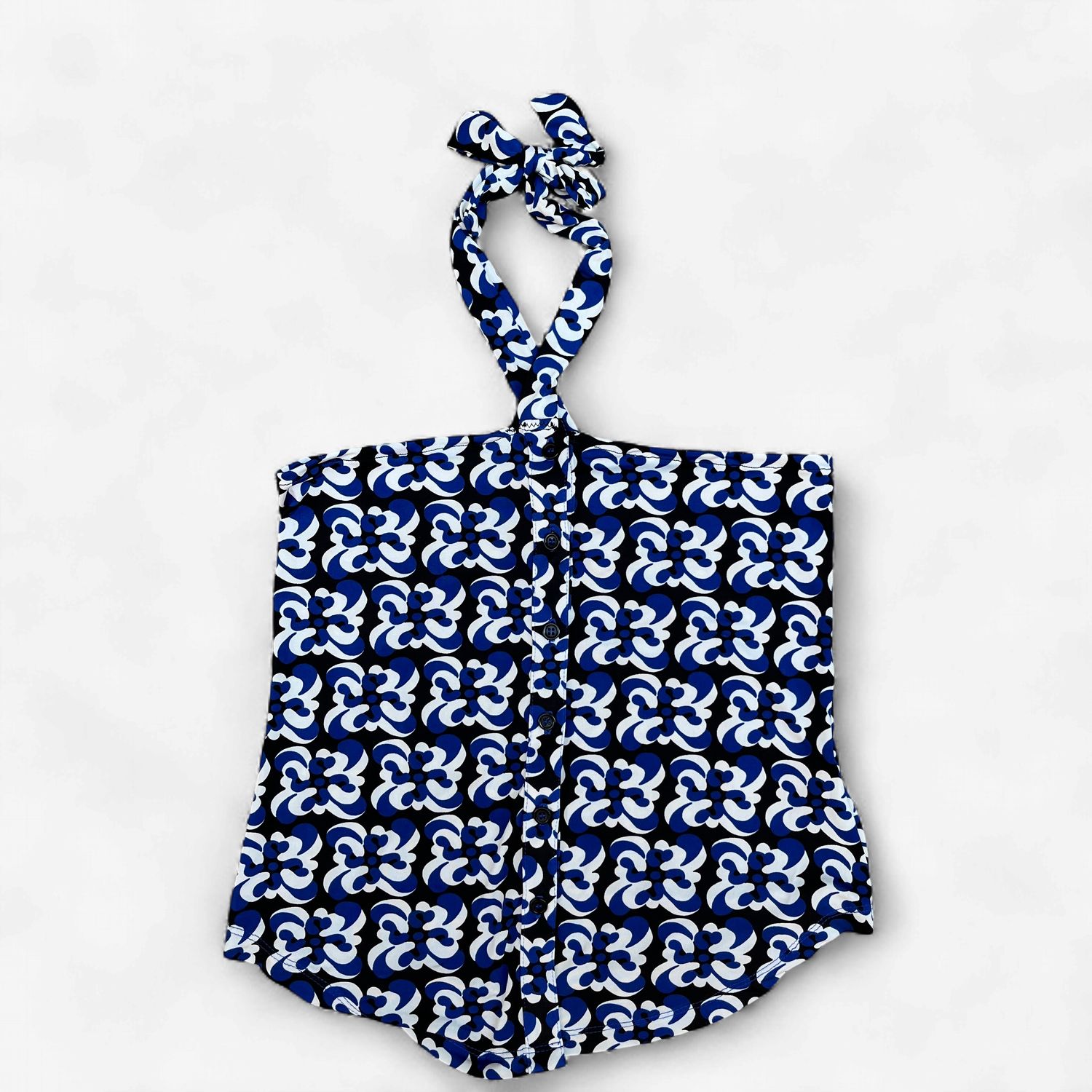 Flower Blue Knit Corset