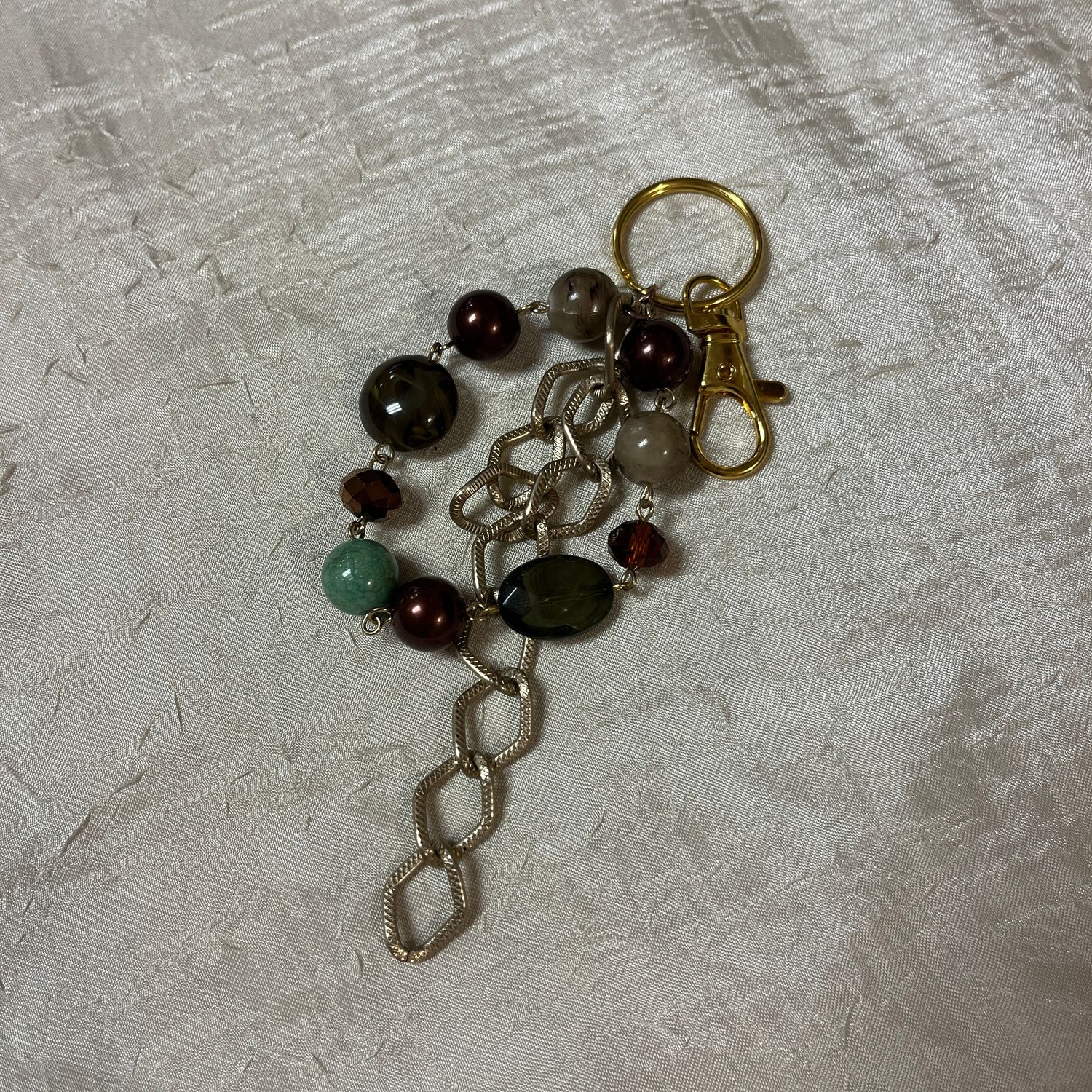 beaded bronze keychain