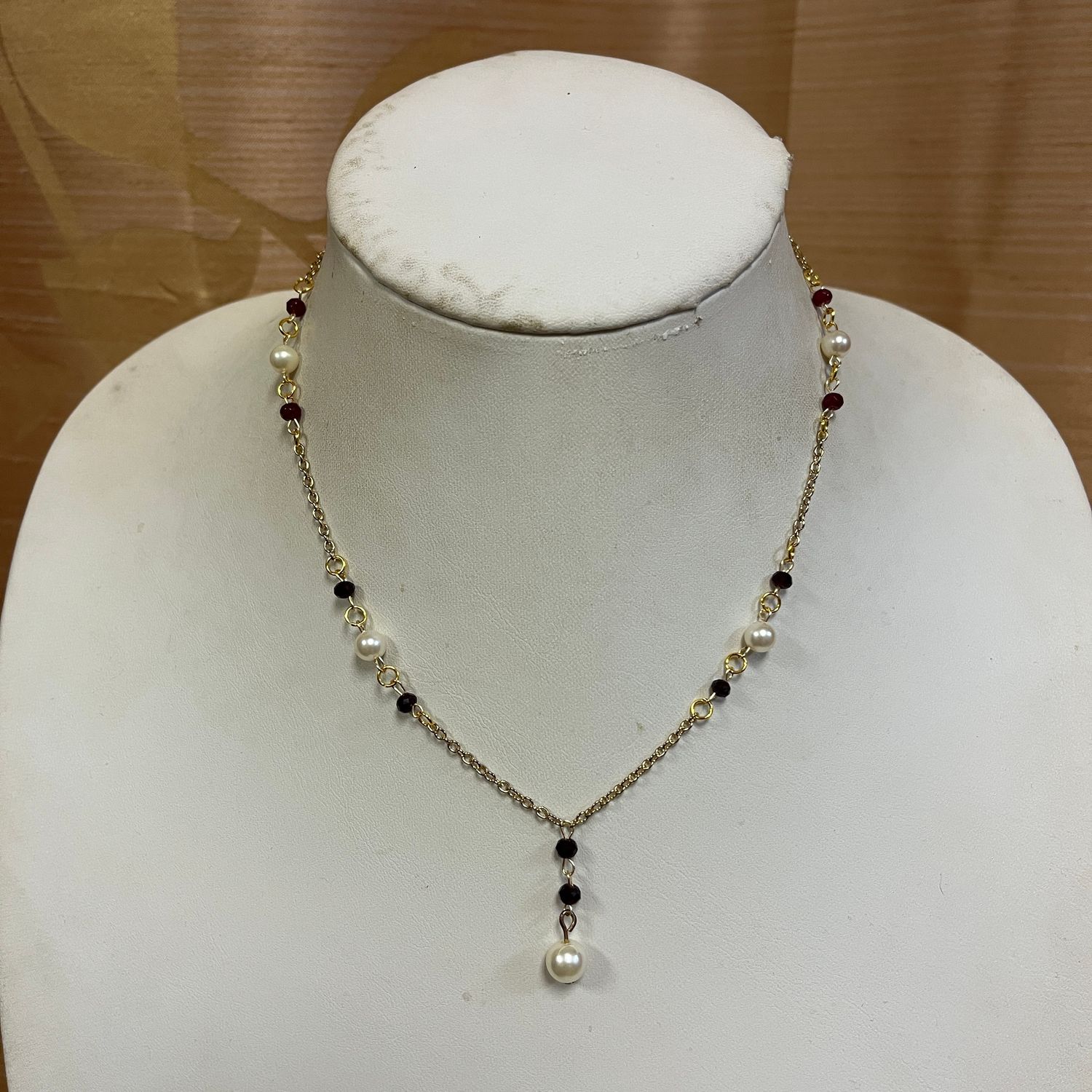 Garnet Pearl Drop necklace