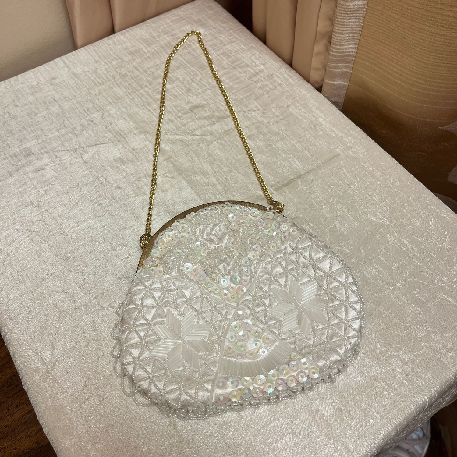 White Beaded Vintage Bag
