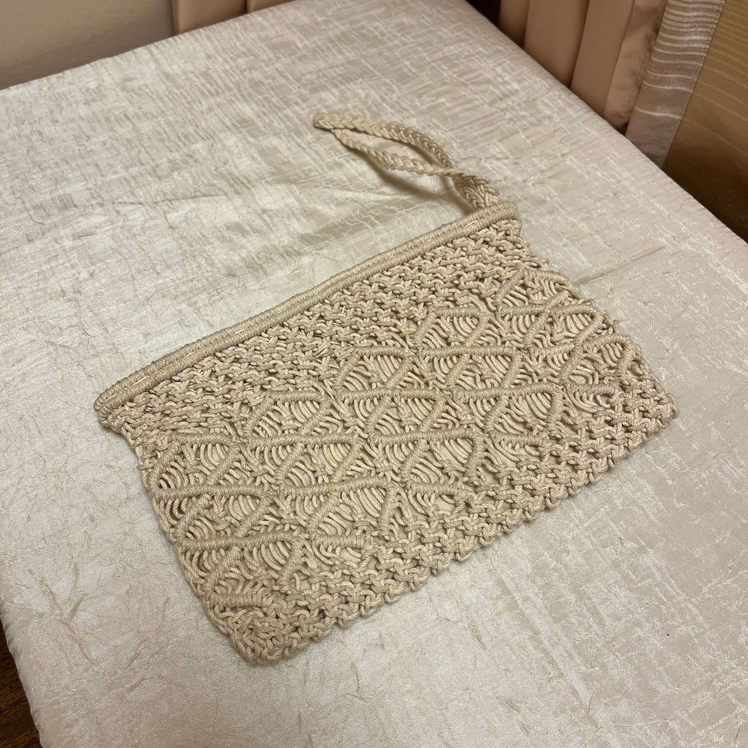 Cream Woven Wristlet