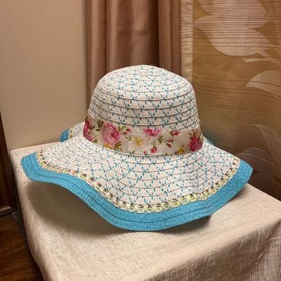 Woven Blue Ribbon Floppy Hat