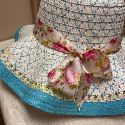 Woven Blue Ribbon Floppy Hat