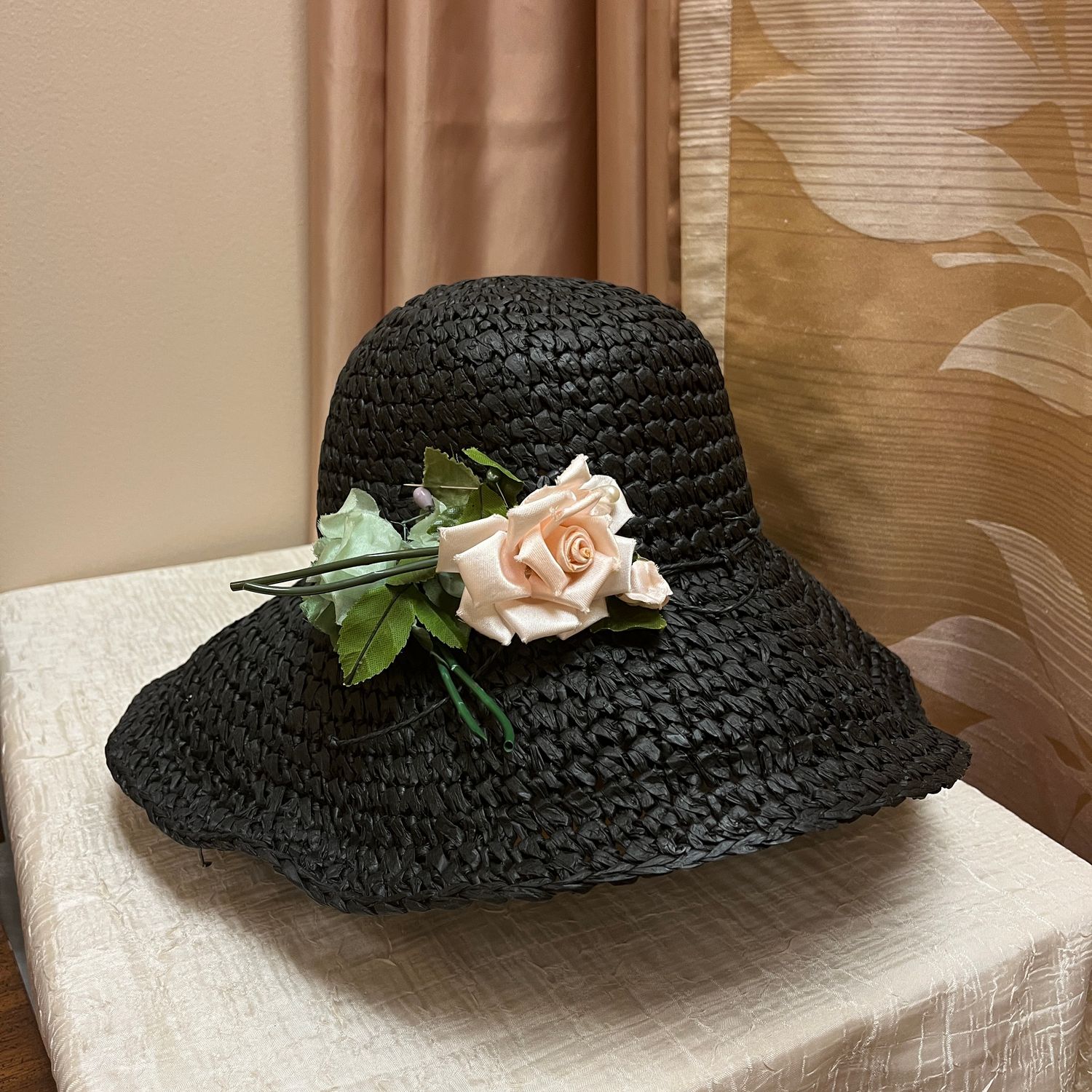 Black Rose Floppy Hat
