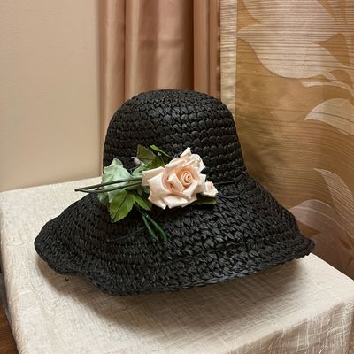 Black Rose Floppy Hat