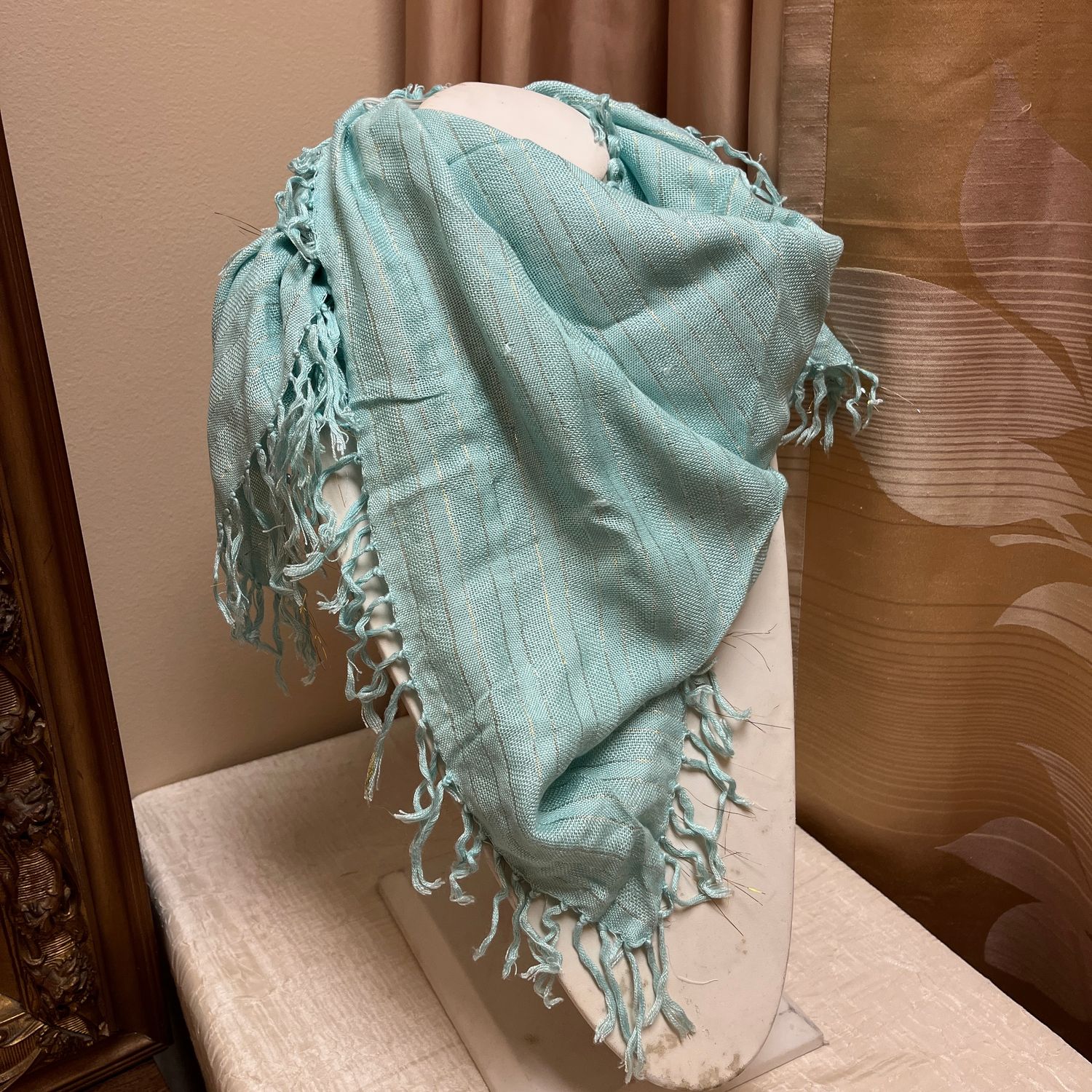 Teal Fringe Scarf