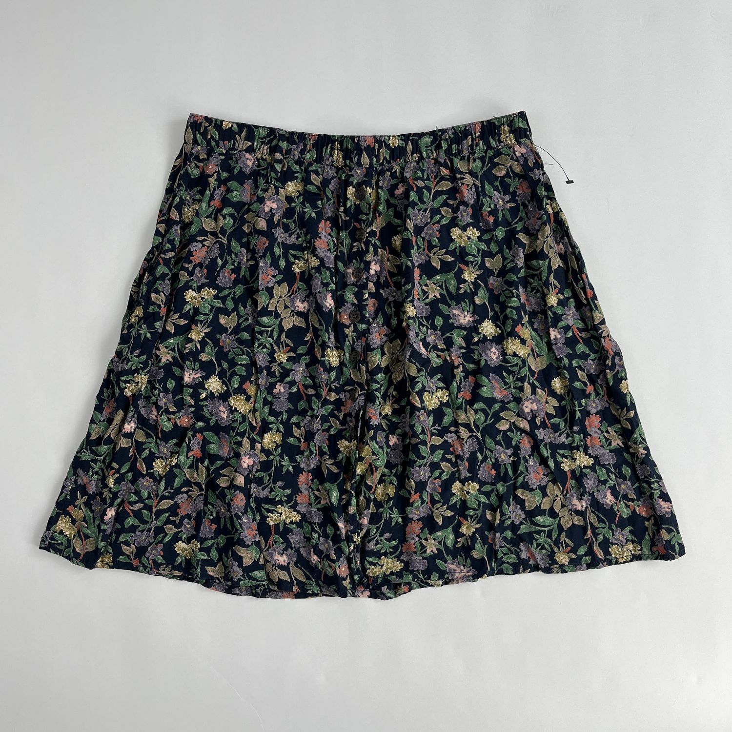 Front Button Floral Skirt
