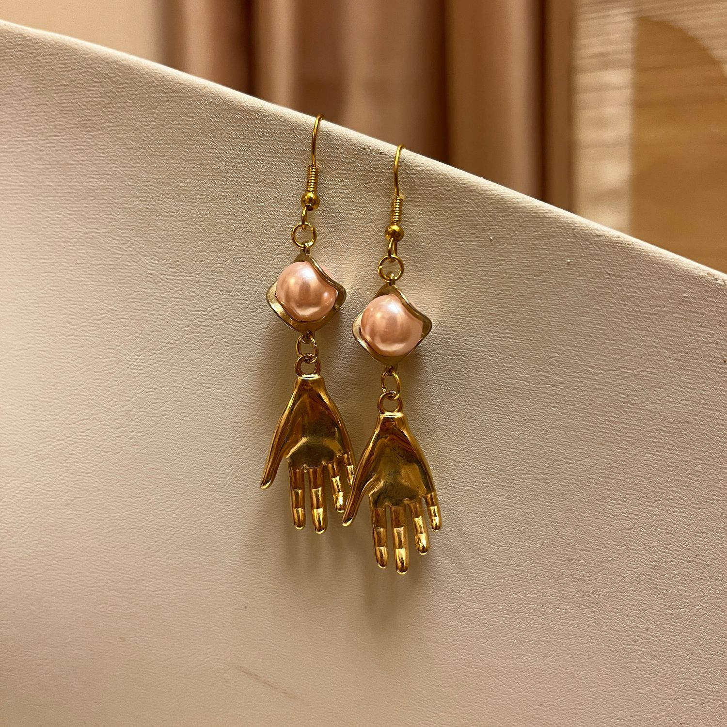 Pink Space Hand Earrings