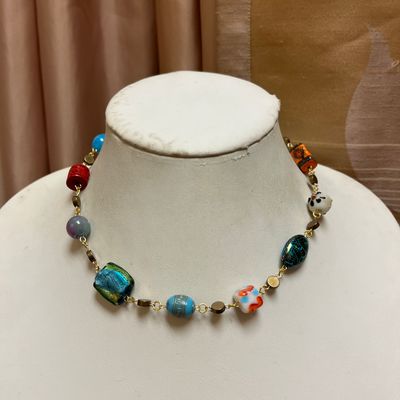 Colorful Beaded Pyrite necklace