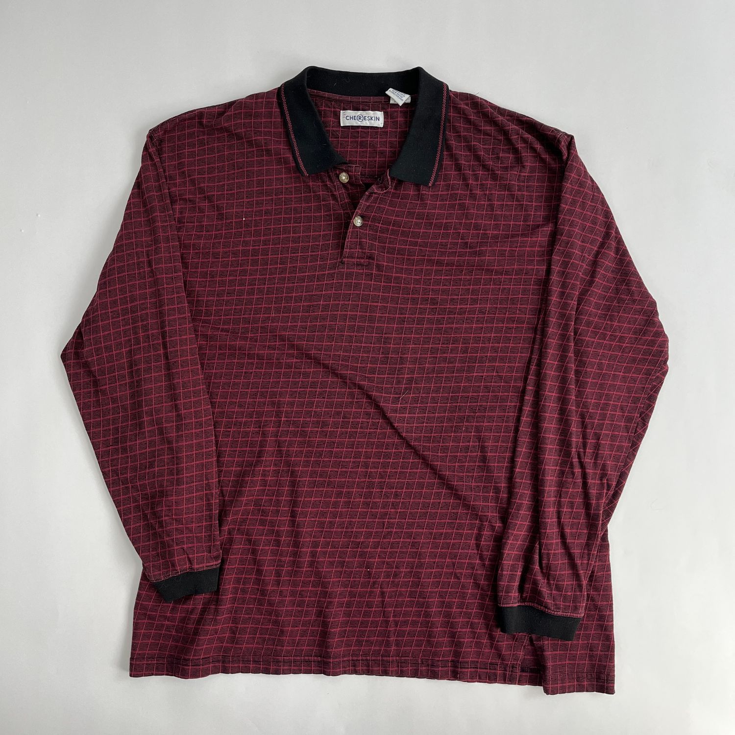 Red Grid Collar Long Sleeve