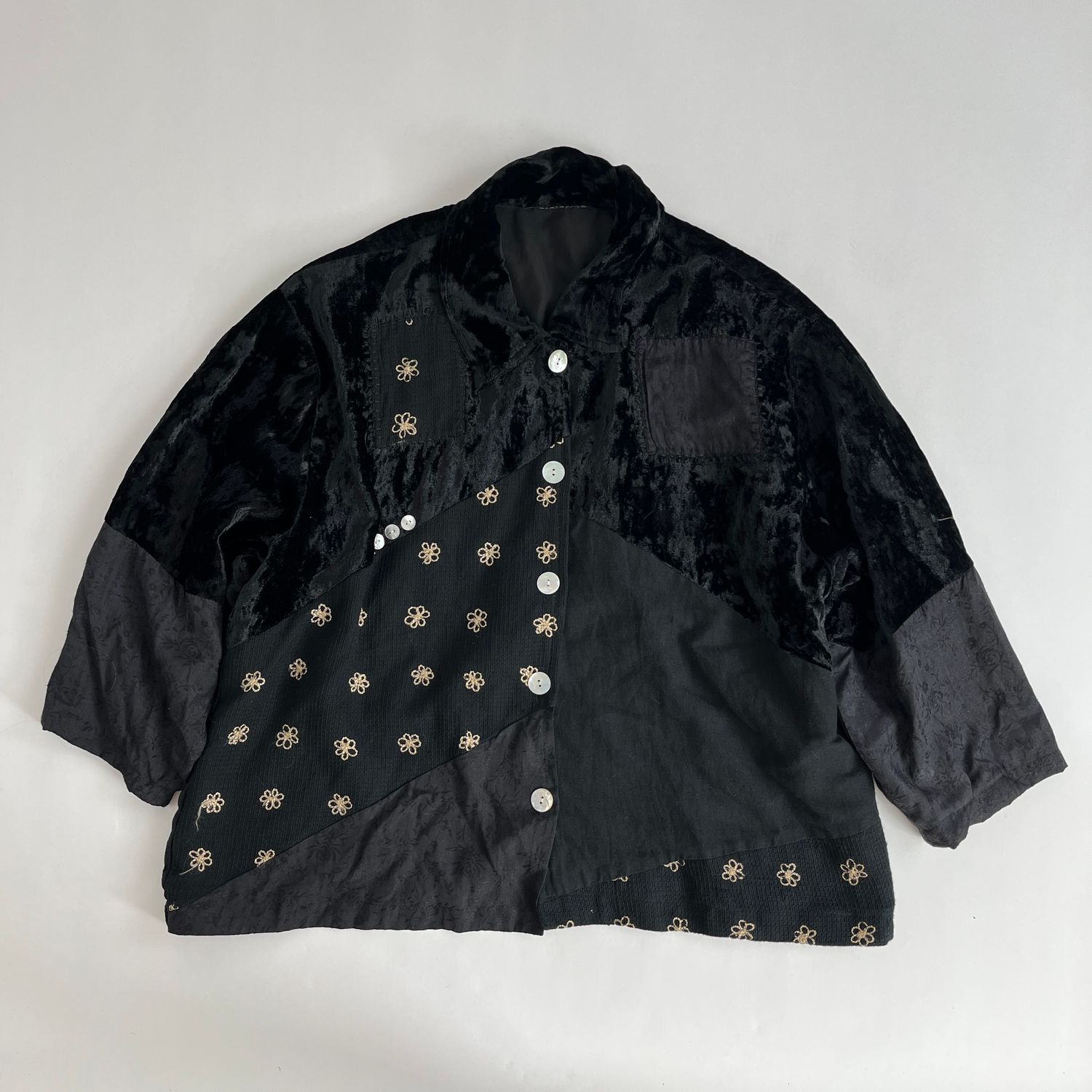 Black Velvet Patch Button down