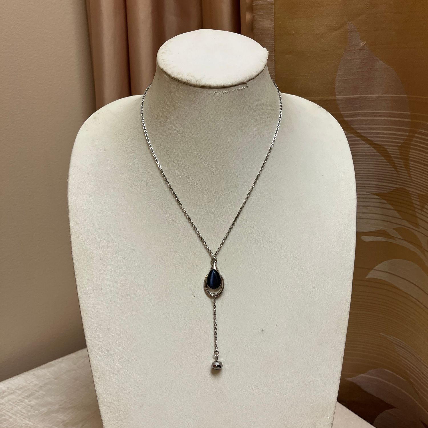 Long Sapphire Teardrop Necklace